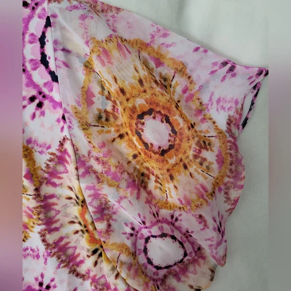 JM Collection Pink and Orange Patterned Blouse - Picture 5 of 8